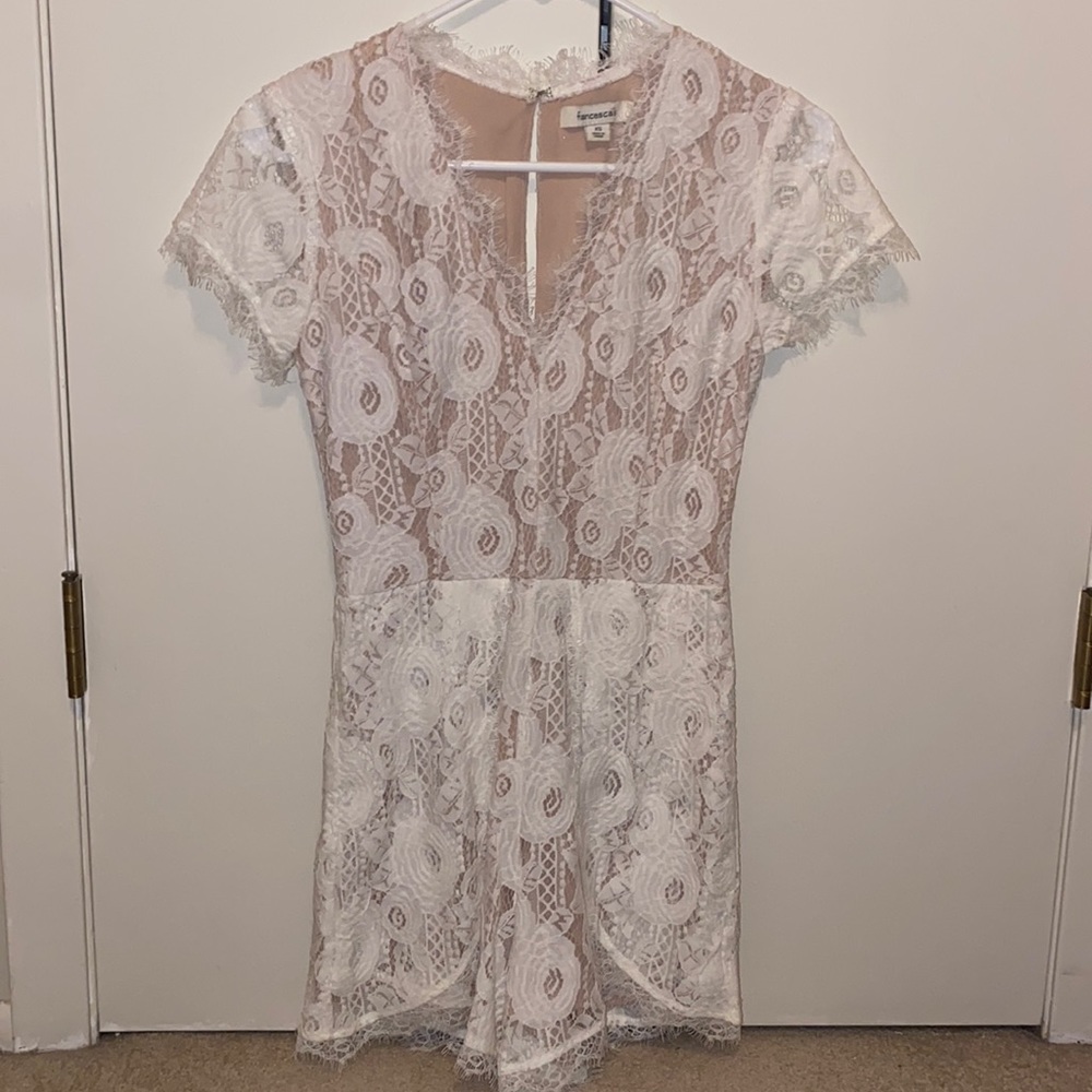 White and nude lace romper. Size xs